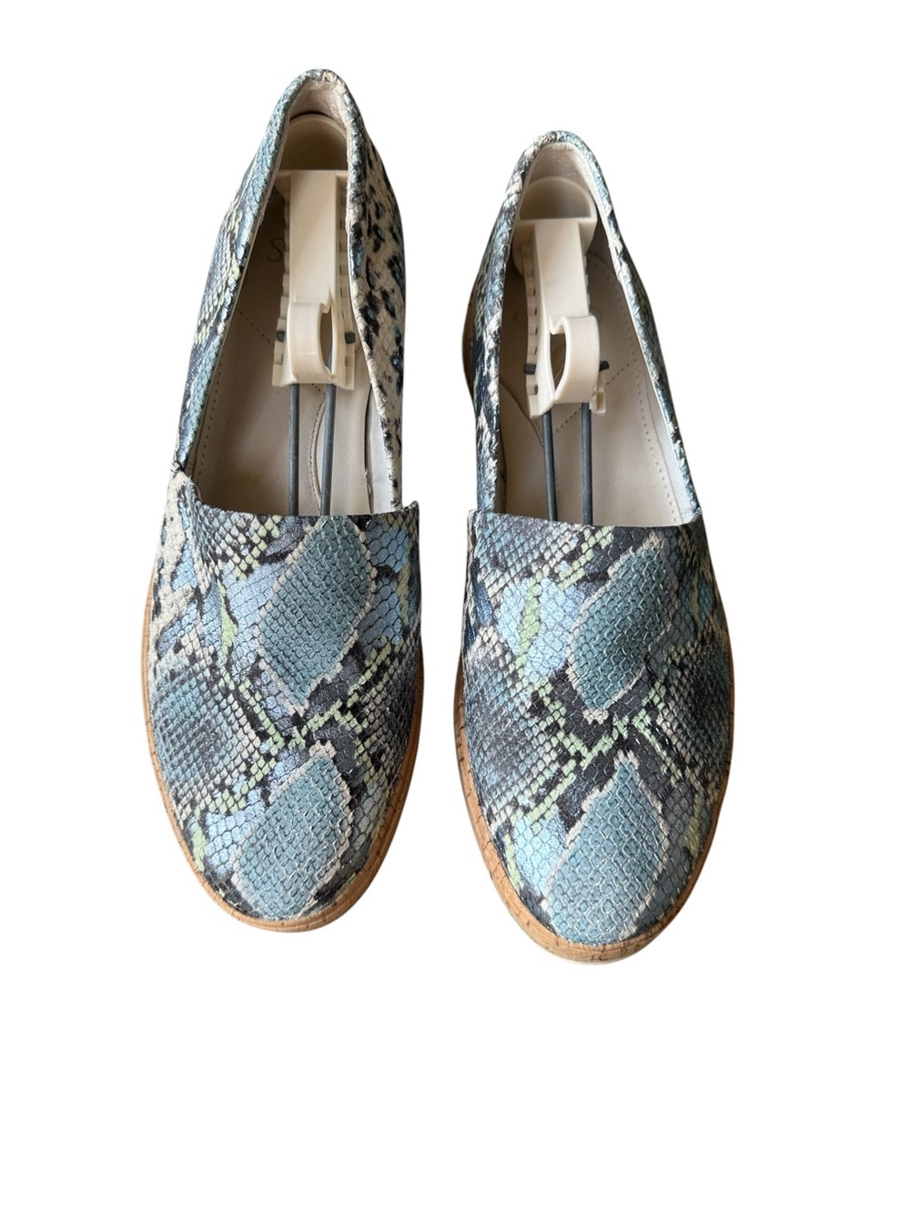 SARTO By Franco Sarto Derek Blue Green Snake-Print Leather Slip-On Flats sz 9.5